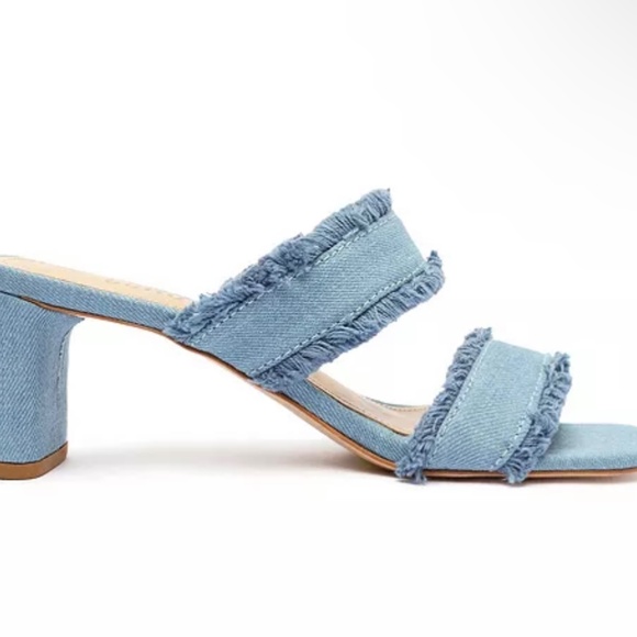 Schutz block heel denim sandals - Picture 1 of 9